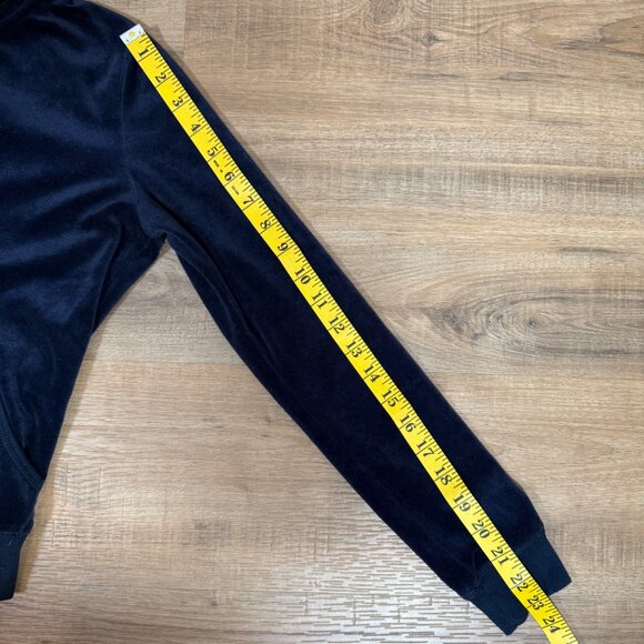 Juicy Couture Navy Blue Velour Hooded Zip Up Graphic Back Y2K XSP - Picture 6 of 9